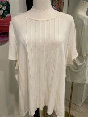 Women's Cream Short Sleeve Rib-Panel Tee
